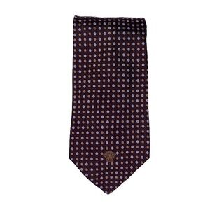 GIANNI VERSACE Neck Tie Silk Made in Italy Brown‎ Polka Dots Circles MEDUSA Mens